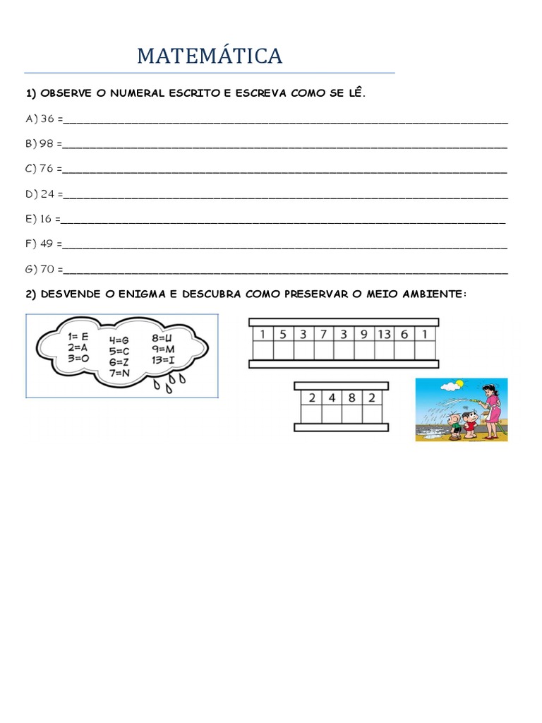 Atividade MATEMÁTICA-Escreva Como Se Lê | PDF