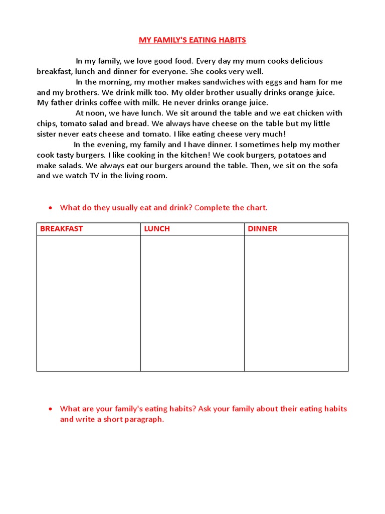Family Eating Habits Overview | PDF