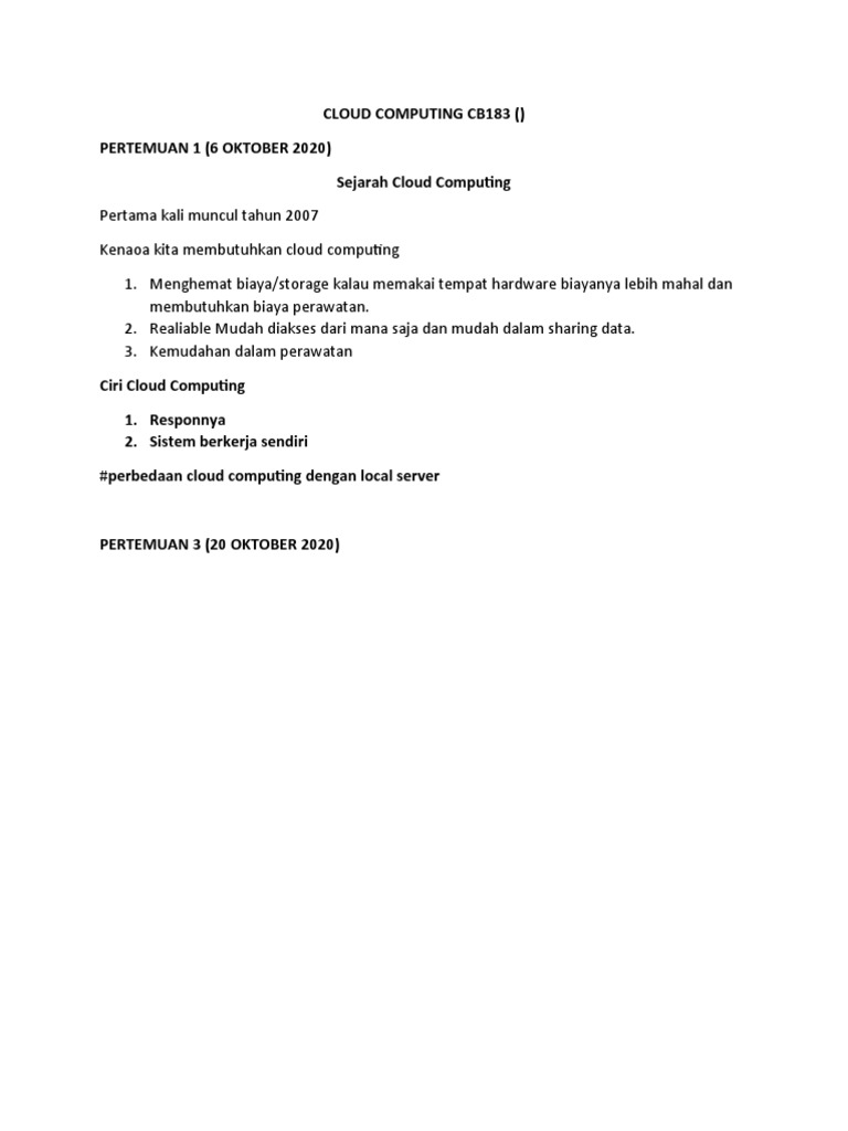 Materi Pertemuan Cloud Computing | PDF