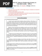 CSE 327: Software Engineering (Section: 4) Fall 2020, Faculty - MMA1