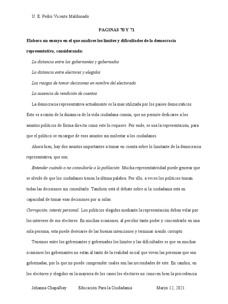 Límites de la Democracia Representativa | PDF | Responsabilidad ...