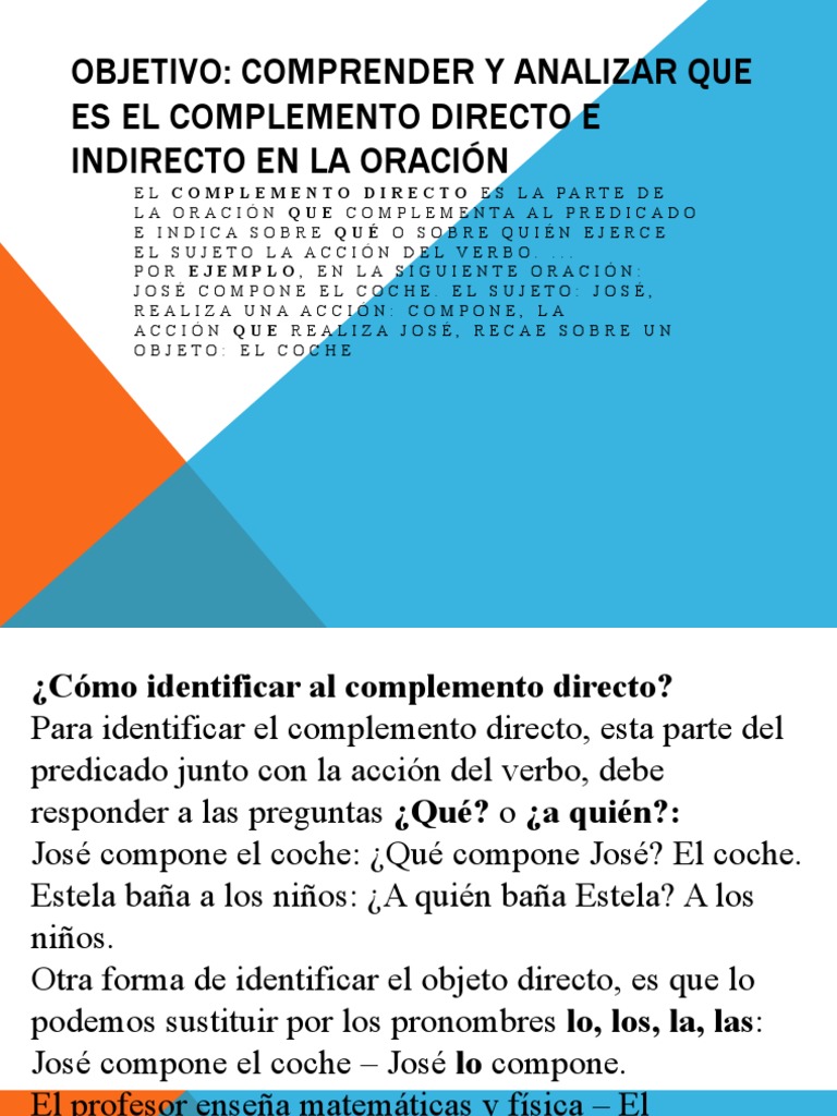 Complemento Directo e Indirecto 6to Básico | PDF | Objeto (gramática ...