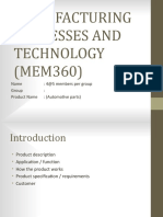 Assignment - Manufacturing Processes and Technology (Mem360)