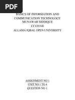 Basics of Information and Communication Technology Munawar Siddique CC430340