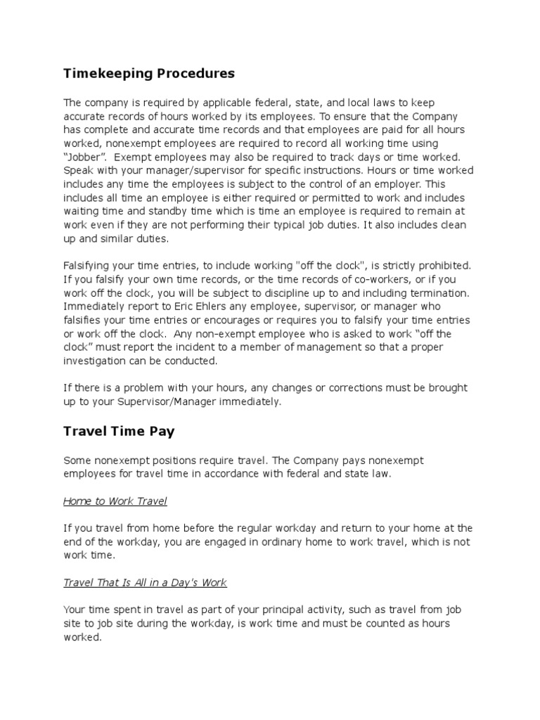 Timekeeping Procedure | PDF | Working Time | Labor
