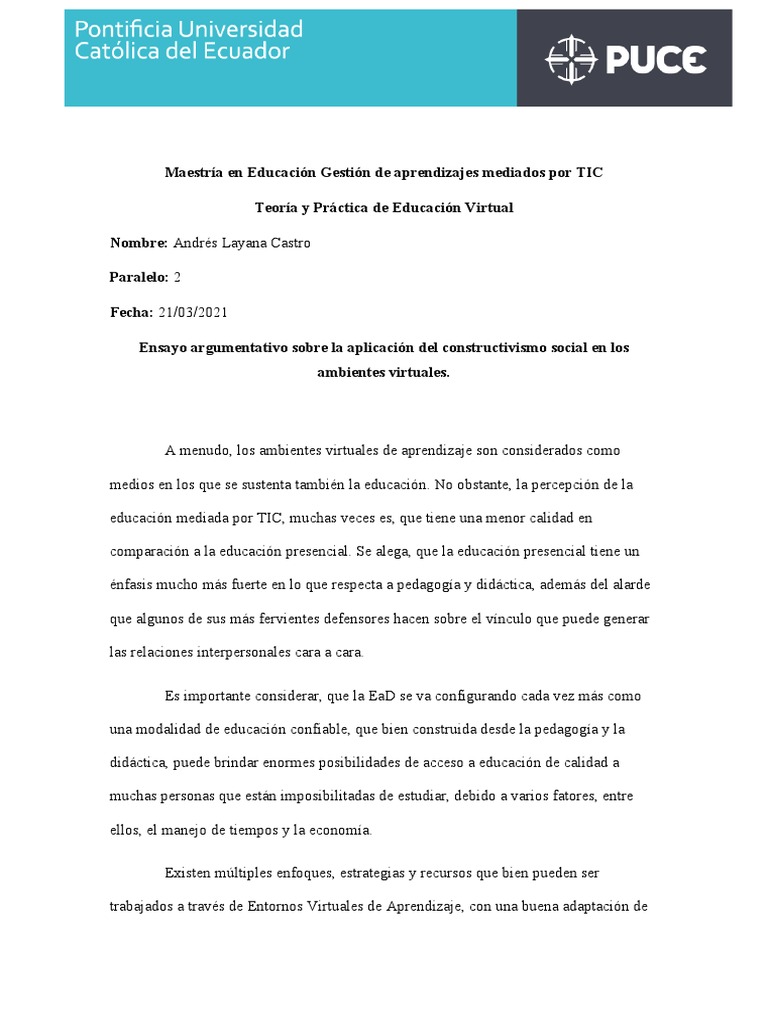 Tarea AndrésLayana Módulo 4 | PDF | Constructivismo (filosofía de la ...