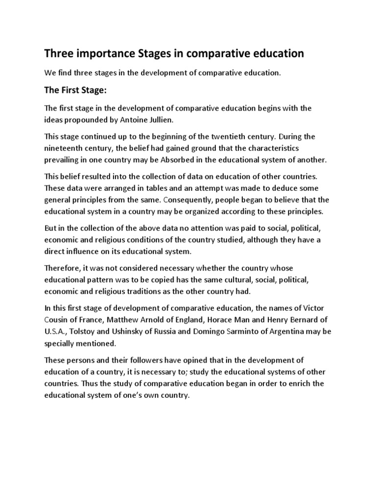 Three Stages of Comparative Education | PDF | Psychology ...