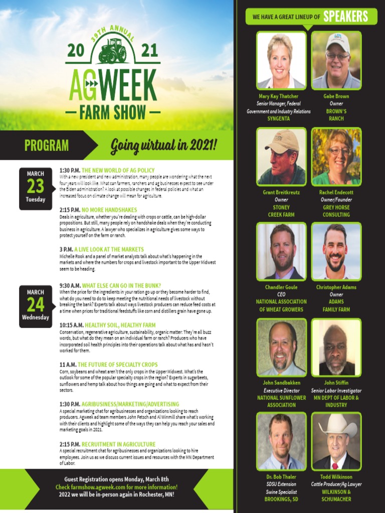 Agweek Farm Show Program | PDF | Ranches | Agriculture