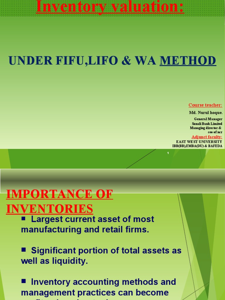 Under Fifu, Lifo & Wa Method: Course Teacher | PDF | Cost Of Goods Sold ...