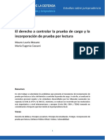 MPD. Derecho a Controlar La Prueba de Cargo y La Incorporación de Prueba Por Lectura (2016)