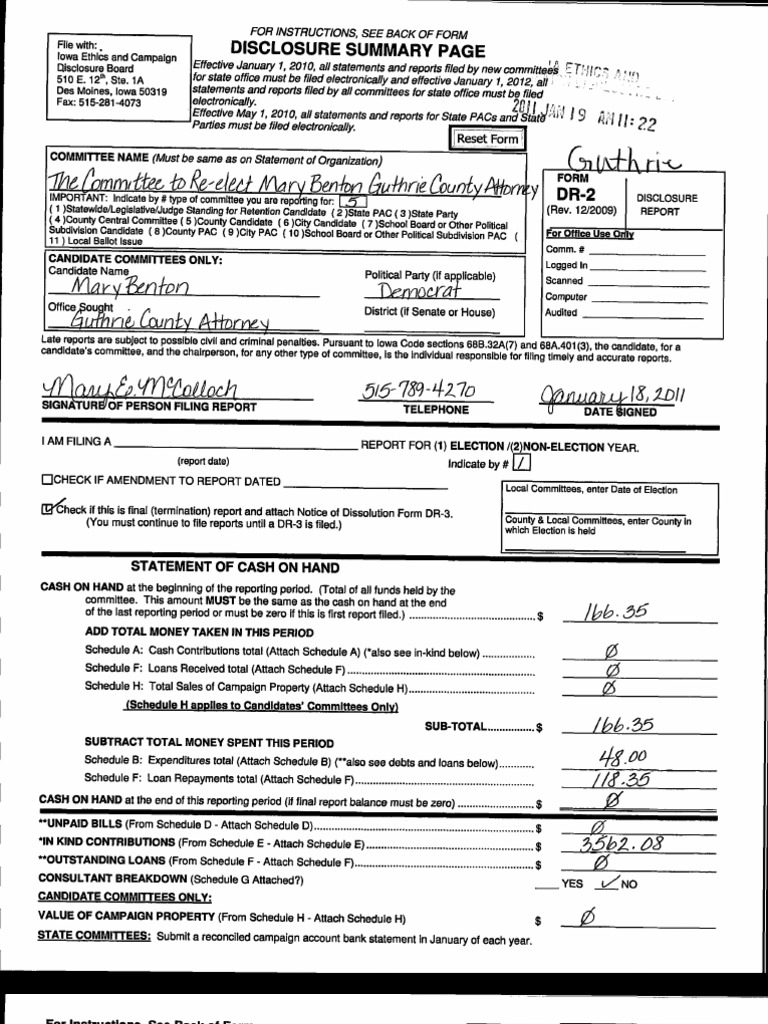 Iowa Campaign Disclosure Form Guide | PDF | Business