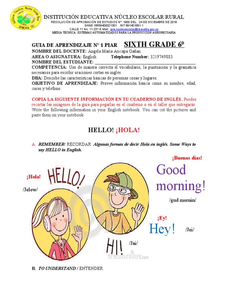 Guía de Inglés para Sexto Grado | PDF | Idiomas