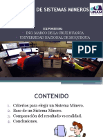 Analisis de Sistemas Mineros: Ing. Marco de La Cruz Huanca Universidad Nacional de Moquegua