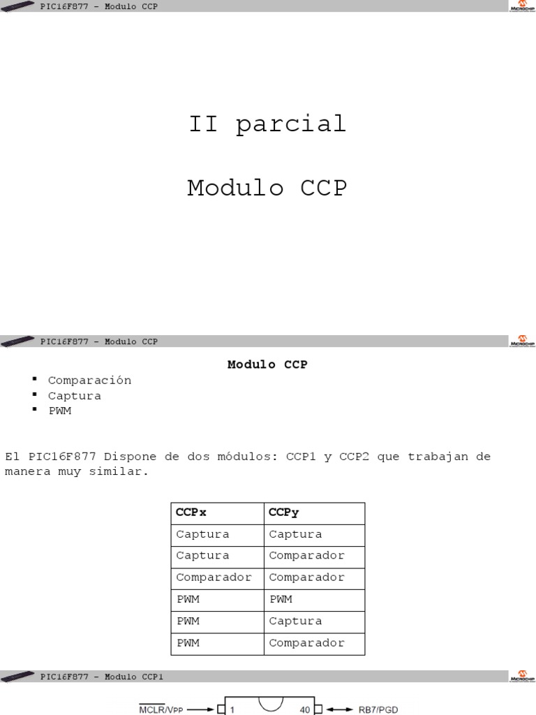 Módulo CCP en PIC16F877: Funciones y Configuración | PDF ...
