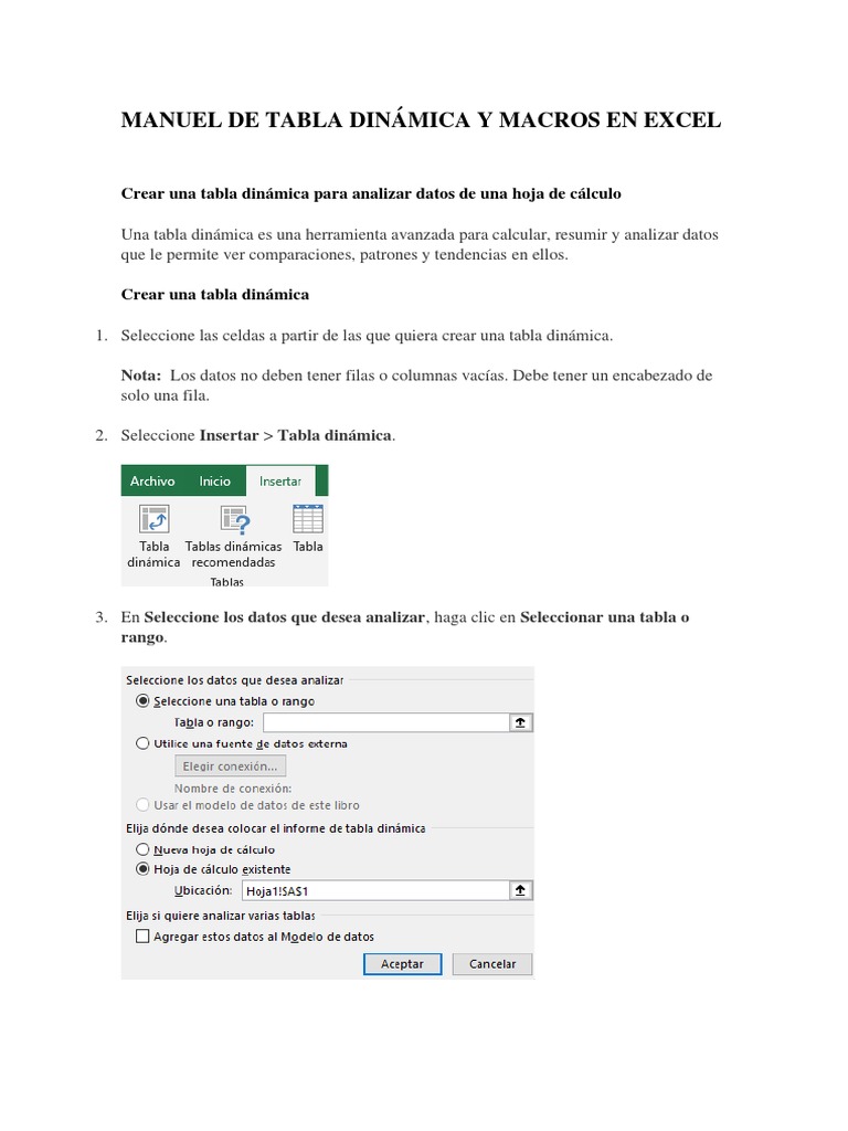 Manual de Tablas Dinamicas y Macros PDF Hoja de cálculo Macro (informática)