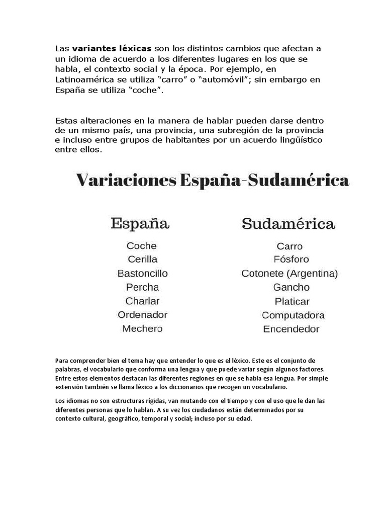 Variantes Léxicas | PDF