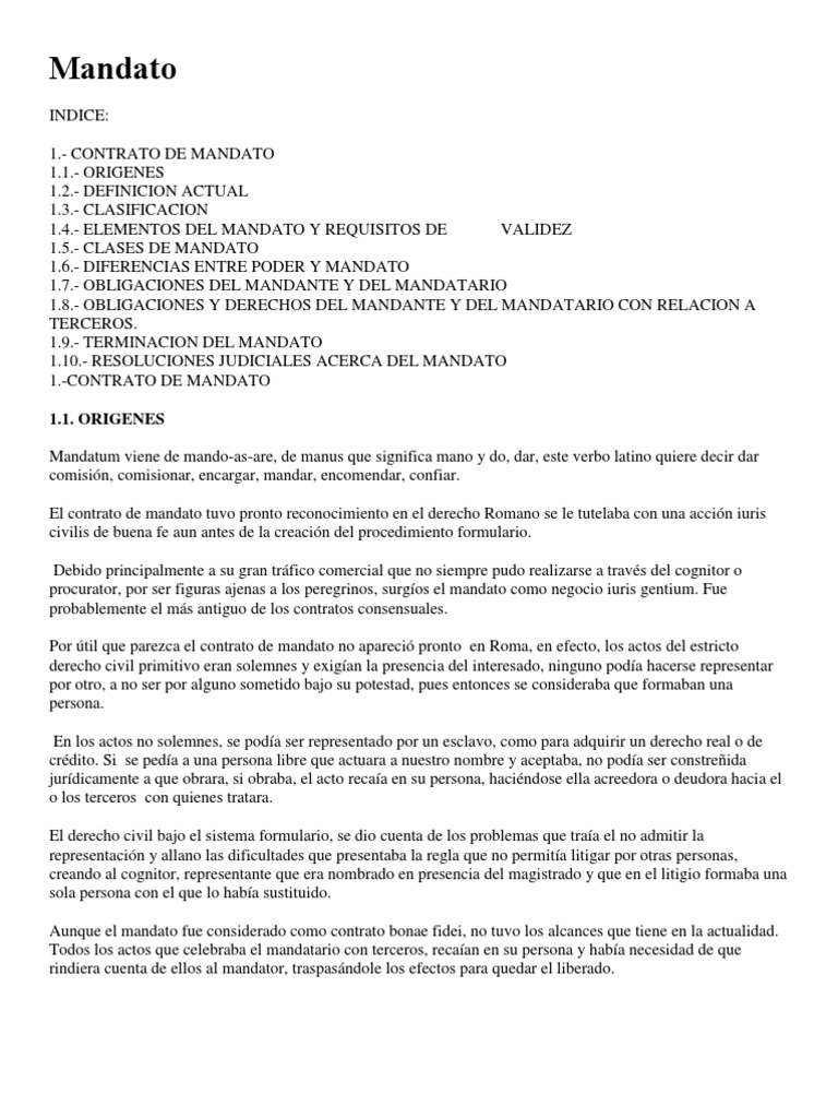 Mandato | Instrumento jurídico | Conceptos legales