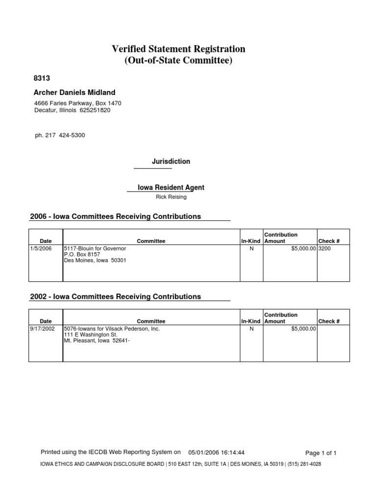 Iowa Committee Contribution Records | PDF