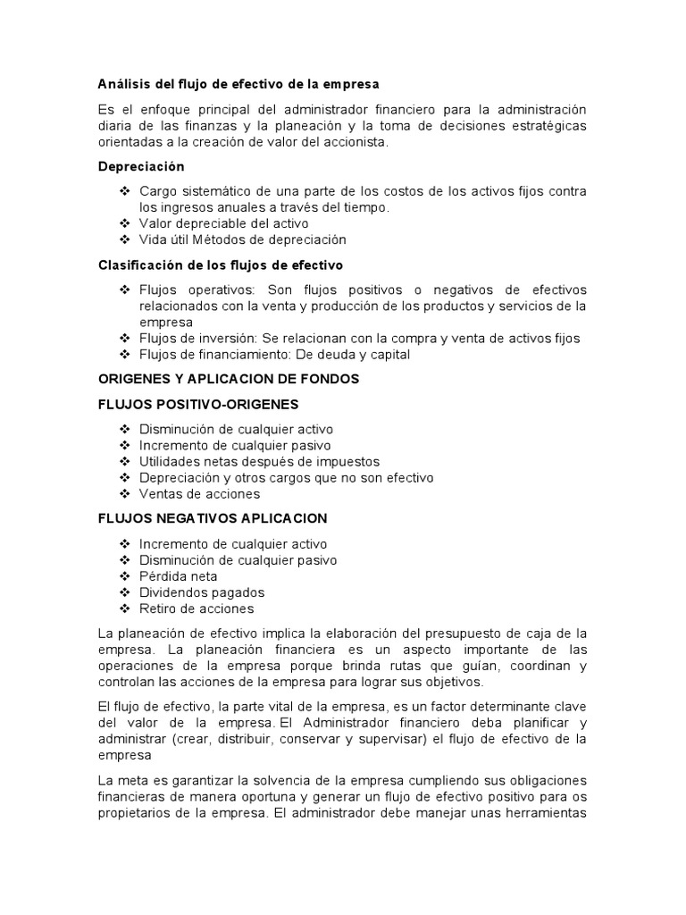 Análisis del Estado de Flujo de Efectivo | PDF | Negocios | Finanzas y ...