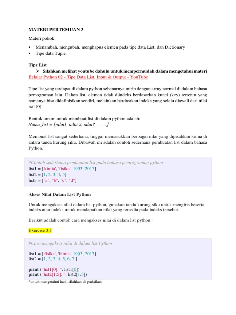 Panduan Lengkap Tipe Data Python | PDF | Komputer