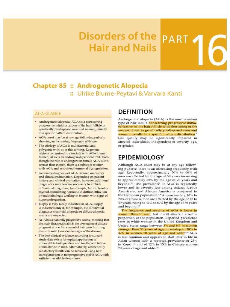 Disorders of The Hair and Nails Chapter 85 Alopecia