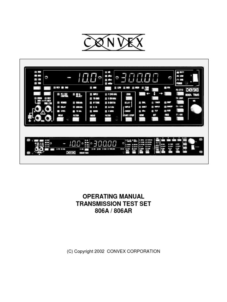 Operating Manual Transmission Test Set 806A / 806AR PDF Digital