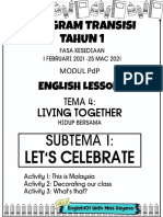 Tema 4 Subtema 1 Let's Celebrate English Module Program Transisi Tahun 1