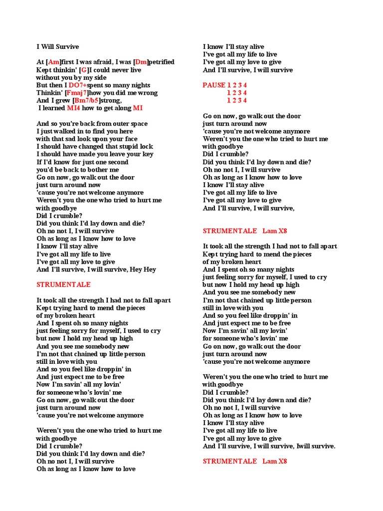 I Will Survive Lyrics | PDF