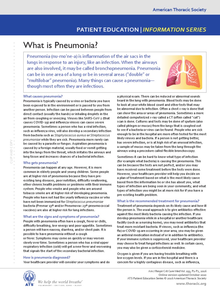 What Is Pneumonia?: Patient Education | PDF | Pneumonia | Influenza