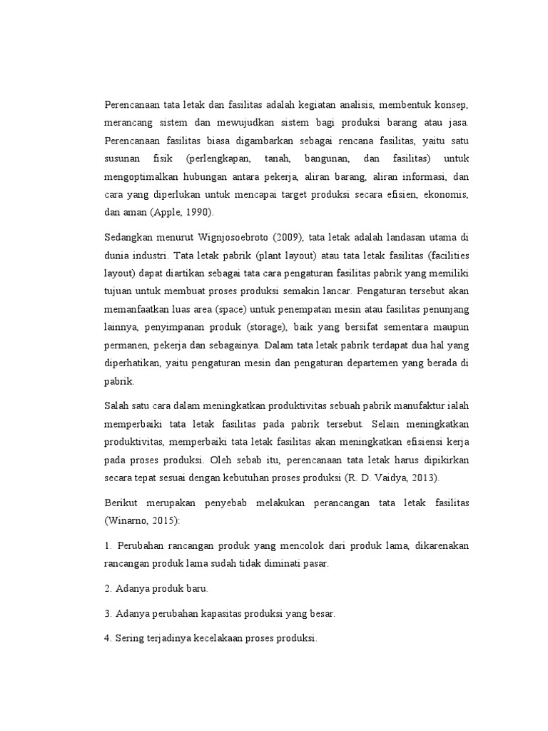 Jenis Jenis Tata Letak Fasilitas | PDF