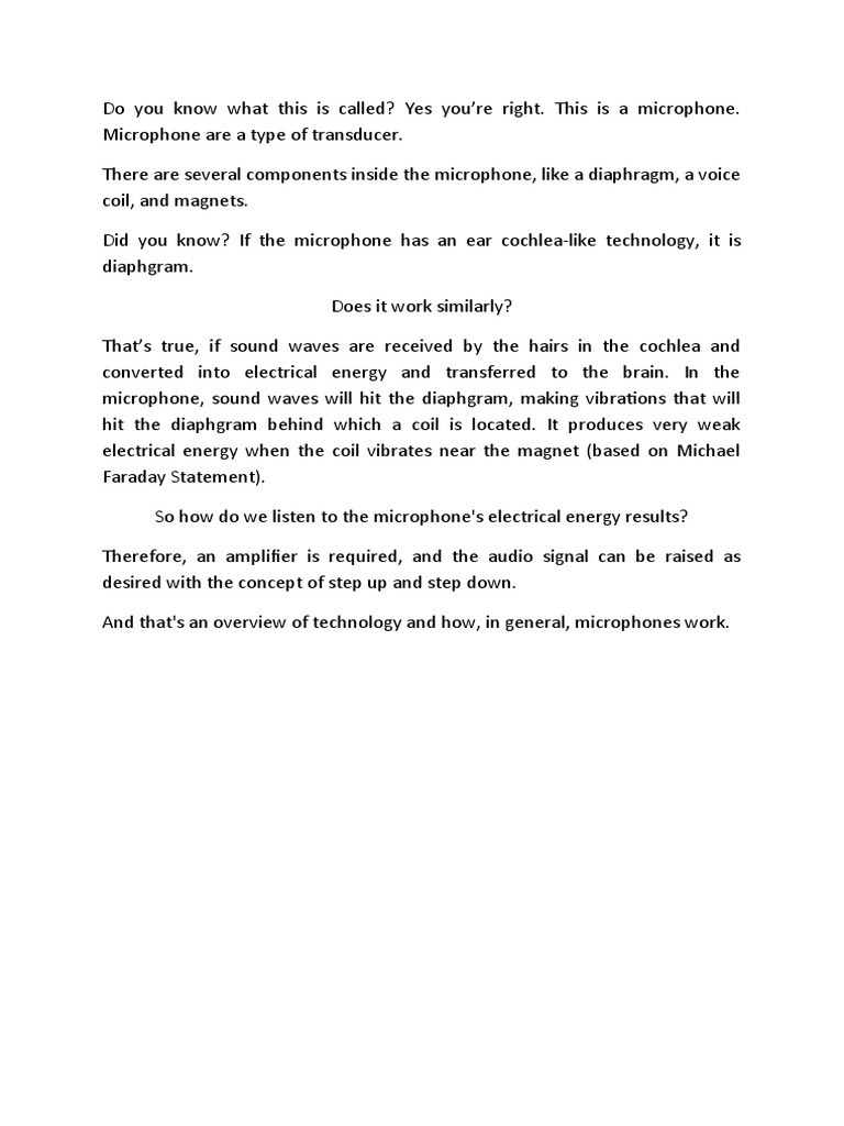 How Microphone Works | PDF | Science & Mathematics | Technology ...