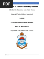 Analysis of The Documentary Sarhad: Submitted By: Muhammad Anees Sabir Cheema