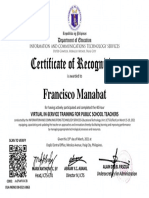 Virtual INSET Certificate of Recognition