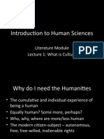 Introduction To Human Sciences: Literature Module Lecture 1: What Is Culture