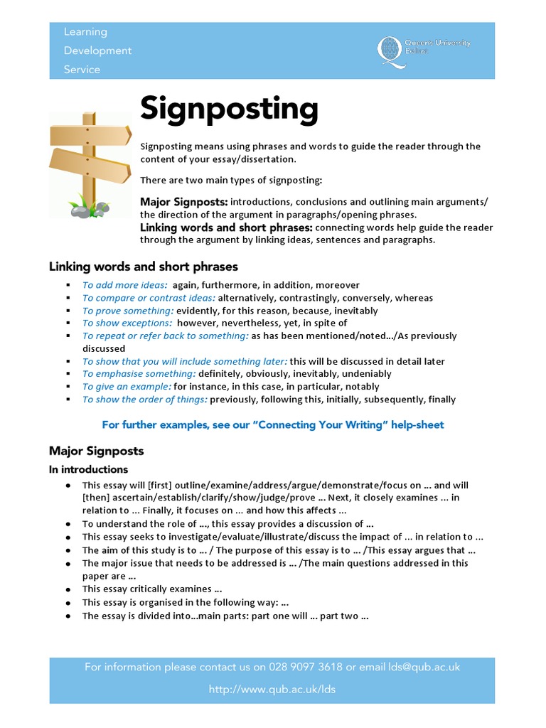 Signposting Pdf Essays Argument