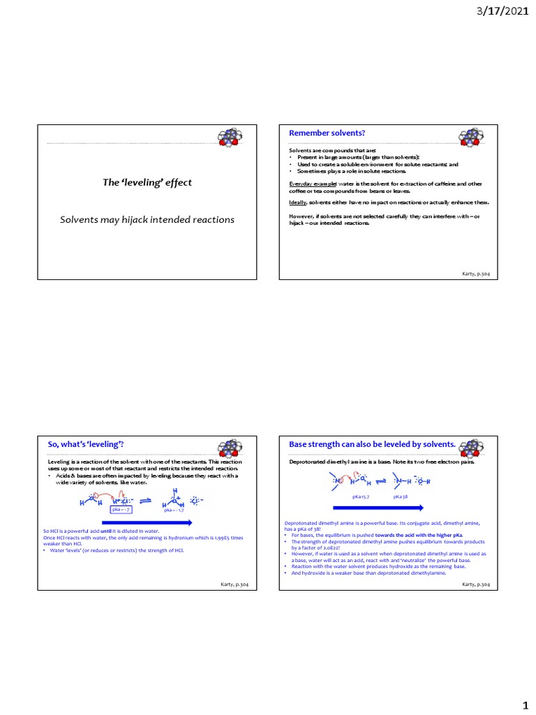The Leveling' Effect Remember Solvents? PDF Acid Acid