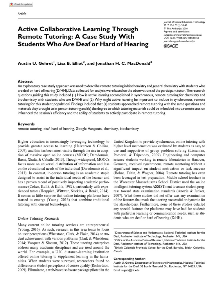 Active Collaborative Learning Pdf Tutor Educational Technology