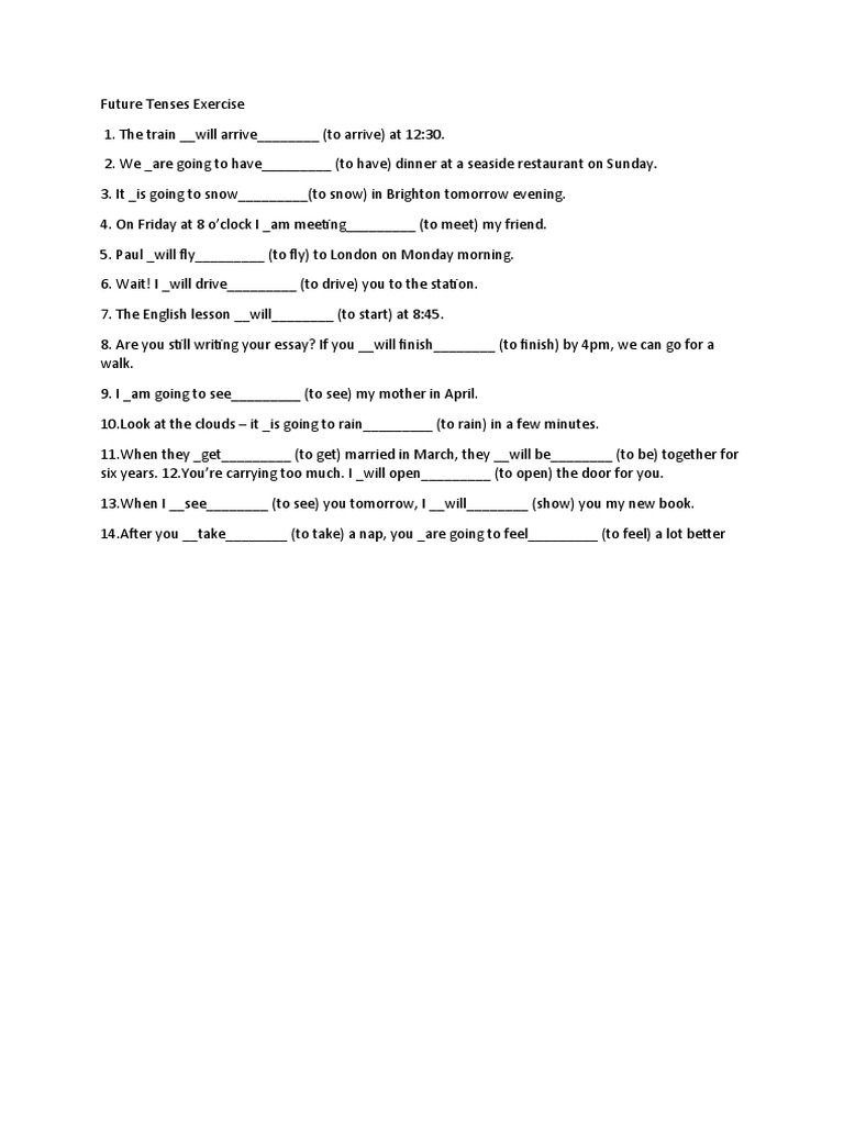 Future Tenses Practice | PDF | Language Arts & Discipline | Foreign ...