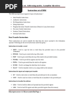 Instruction Set, Addressing Modes, Assembler Directives