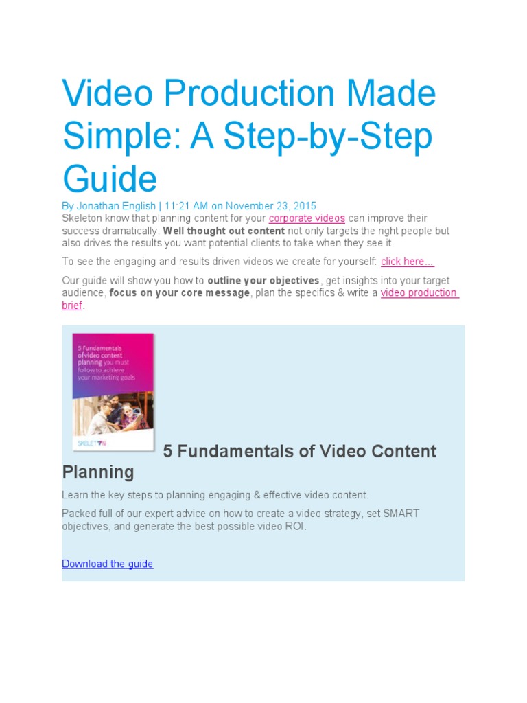 Corporate Video Production Guide | PDF | Target Audience | Search ...