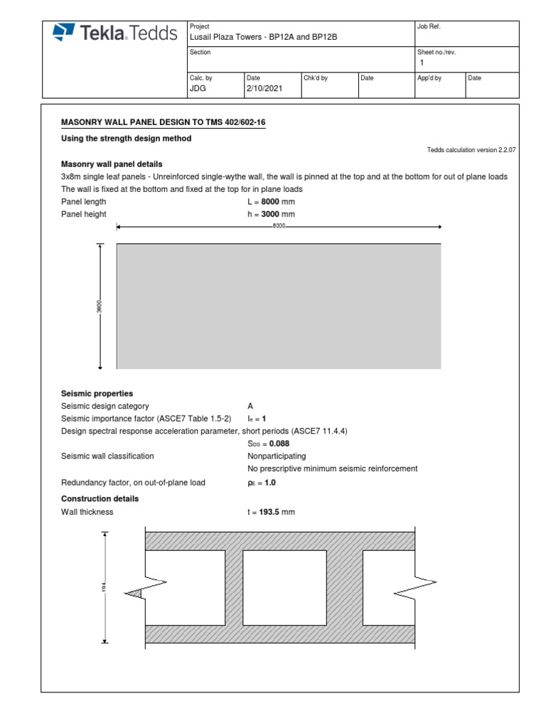 Masonry Wall Panel Design for Lusail Towers | PDF