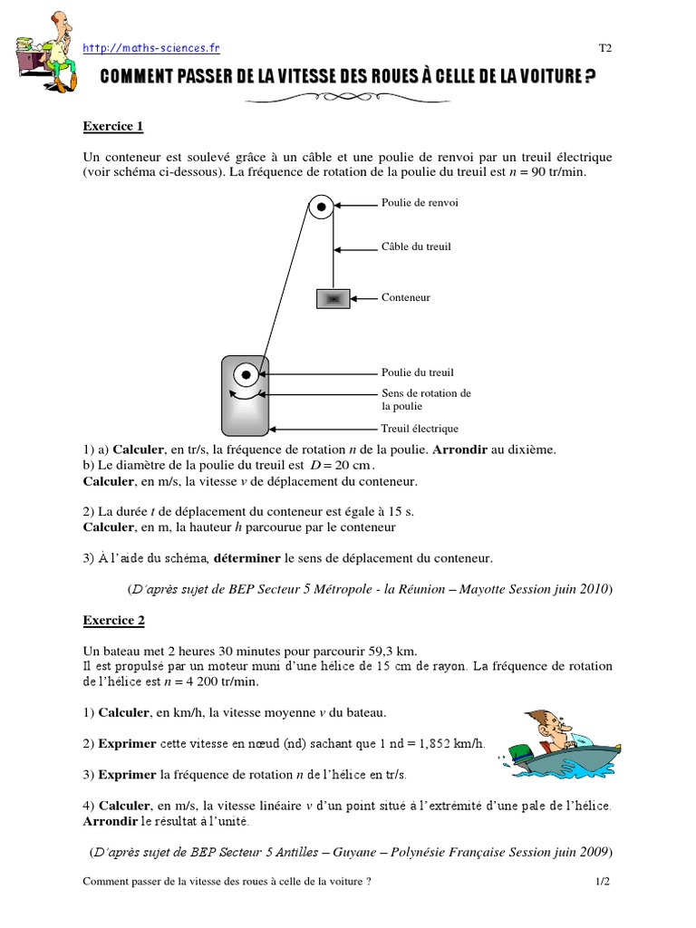 Calcul de la fréquence de rotation PDF Rotation Fréquence — free download