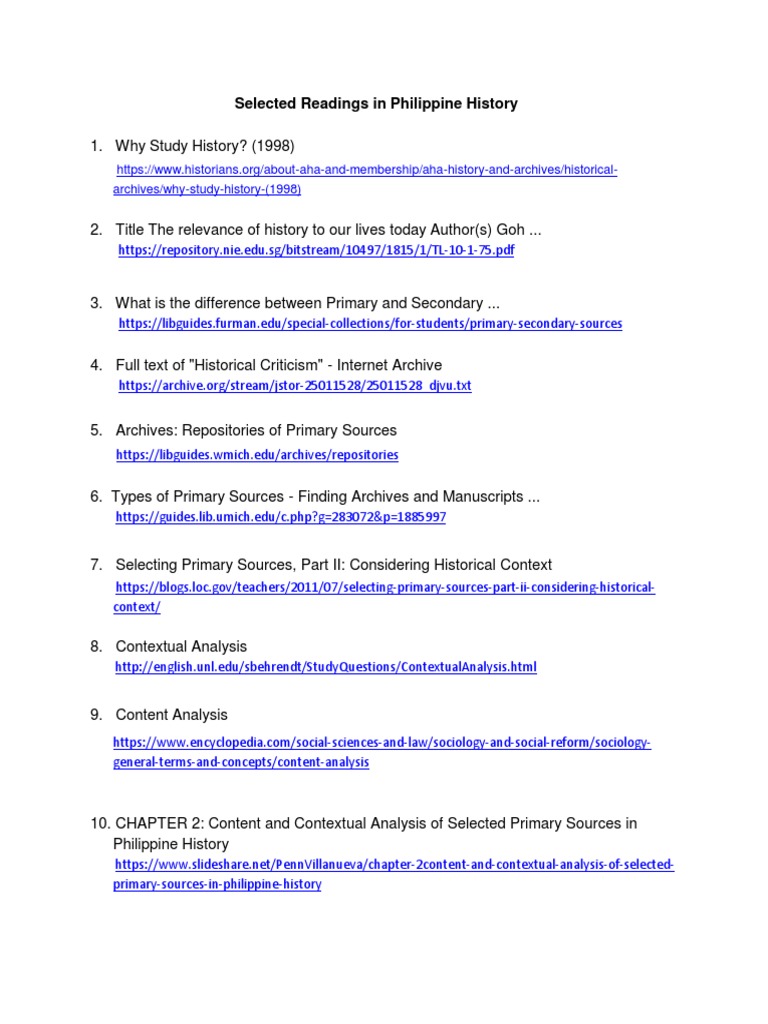 Readings in Philippine HistoryArticles (Journals, Ebooks) PDF