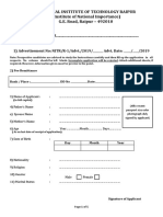 NIT Raipur Application Form