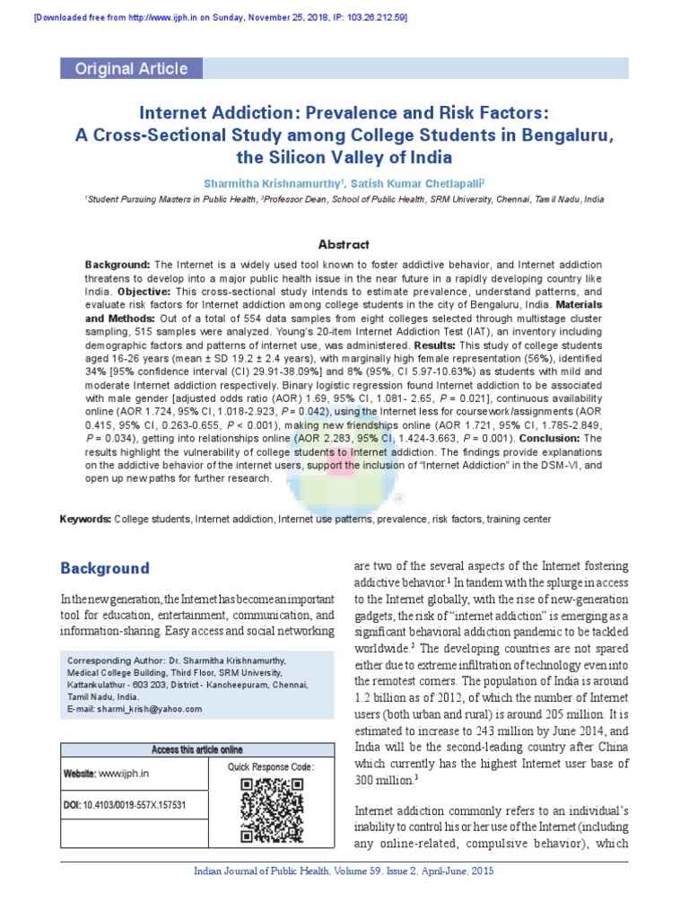 Internet Addiction Among College Students | PDF | Sensitivity And ...