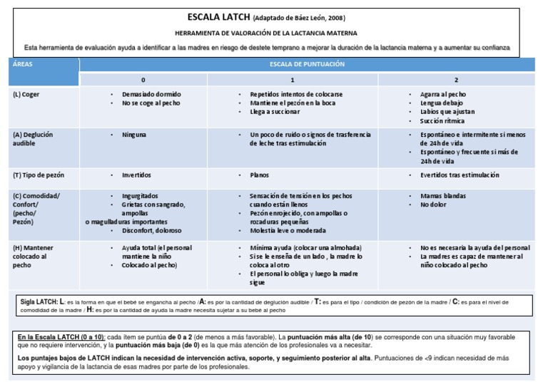 Escala LATCH para Lactancia Materna | PDF | Pecho | Amamantamiento