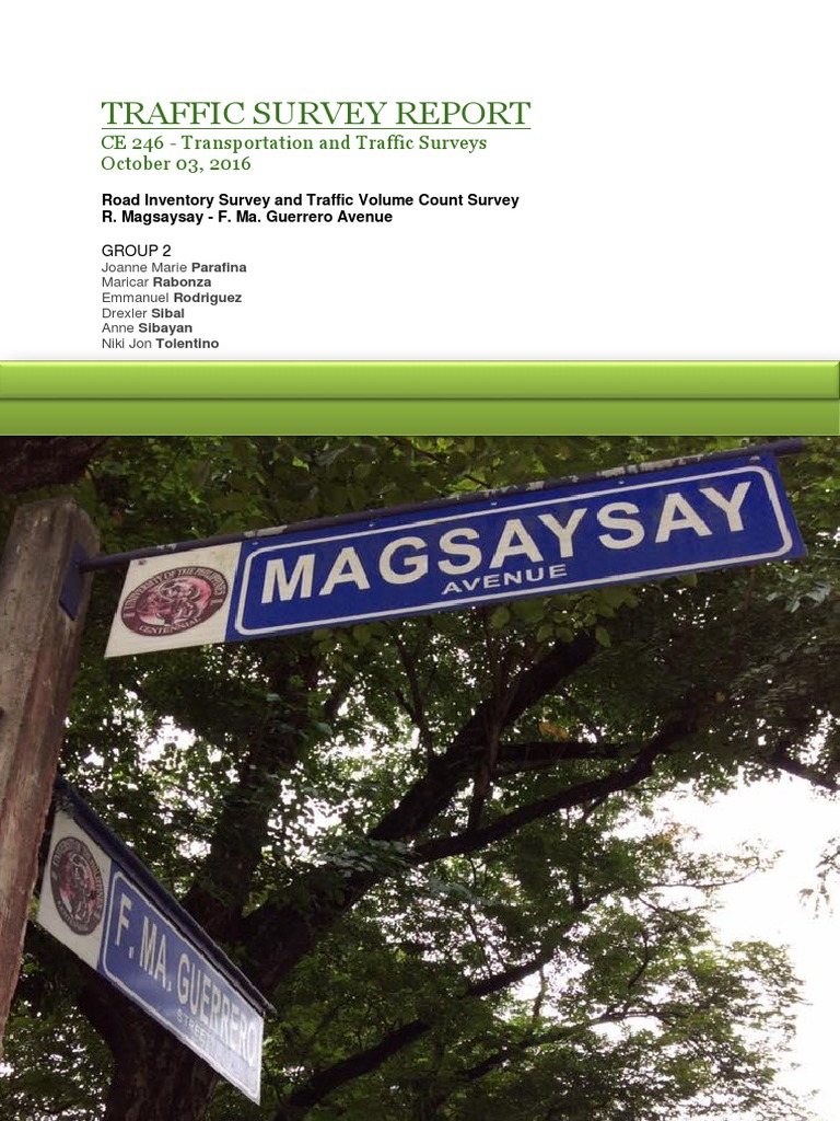 Sample Ce246 Traffic Survey Report Group2 PDF Traffic Surveying