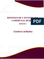 Les Données de L'inventaire Communal Rural 2010 - 2011 Des Centres Urbains Des Communes Rurales