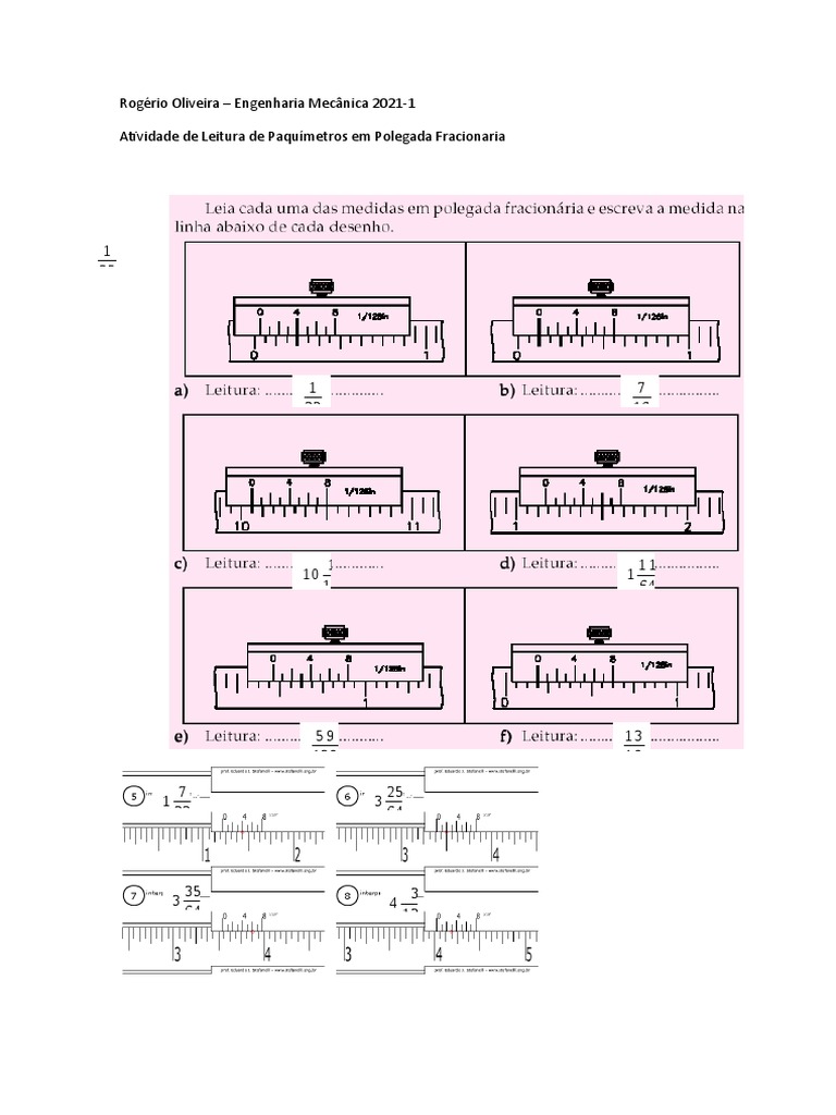 Atividade Paq em Polegada Fracionaria | PDF