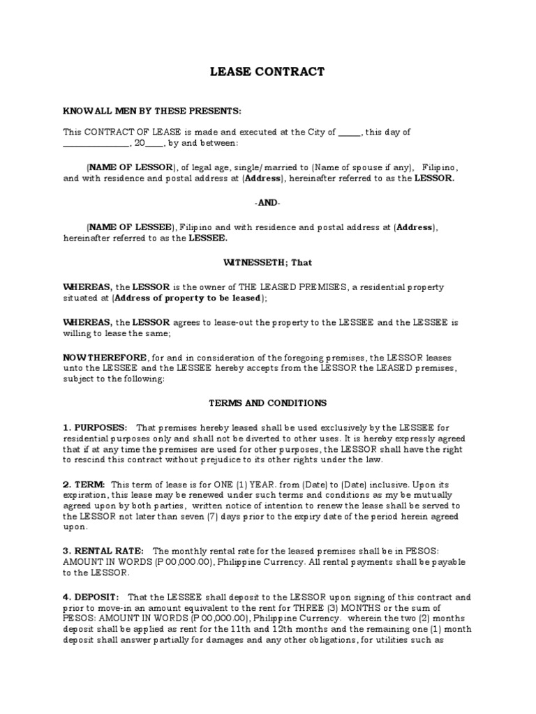 Lease Contract | PDF | Lease | Leasehold Estate